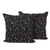 Embroidered cotton cushion covers, 'Little Universes' (pair) - Pair of Handcrafted Black Embroidered Cotton Cushion Covers