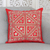 Embroidered cotton cushion cover, 'Cardinal Constellation' - Embroidered Geometric Red Cotton Cushion Cover from India