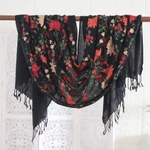 Embroidered wool shawl, 'Kashmir Blooms' - Chain-Stitched Embroidered Wool Shawl with Floral Motifs
