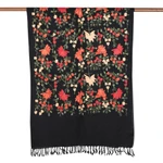 Embroidered wool shawl, 'Kashmir Blooms' - Chain-Stitched Embroidered Wool Shawl with Floral Motifs
