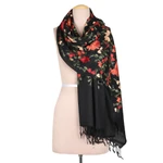 Embroidered wool shawl, 'Kashmir Blooms' - Chain-Stitched Embroidered Wool Shawl with Floral Motifs