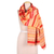 Wool shawl, 'Glamorous Flare' - Fringed Jacquard Wool Shawl with Stripes in Orange and Red