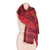 Wool shawl, 'Delightful Flare' - Fringed Jacquard Wool Shawl with Stripes Woven in India