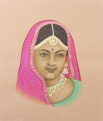 Beaded Portrait Painting Made with Vibrant Natural Dyes