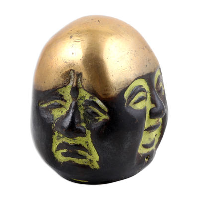 Brass paperweight, 'Master's Facets' - Traditional Handcrafted Brass Paperweight from India (Small)