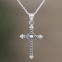 Sterling silver pendant necklace, 'Precious Faith'