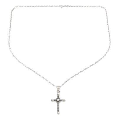 Sterling silver pendant necklace, 'Precious Faith' - Sterling Silver Cross Pendant Necklace with Polished Finish