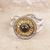 Garnet cocktail ring, 'Perseverant Spring' - Floral Sterling Silver and Brass Cocktail Ring with Garnet (image 2) thumbail