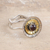 Garnet cocktail ring, 'Perseverant Spring' - Floral Sterling Silver and Brass Cocktail Ring with Garnet (image 2b) thumbail