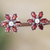 Rhodium-plated garnet button earrings, 'Perseverance Petals' - Floral Rhodium-Plated Button Earrings with Garnet Stones thumbail