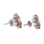 Rhodium-plated garnet button earrings, 'Perseverance Petals' - Floral Rhodium-Plated Button Earrings with Garnet Stones (image 2c) thumbail