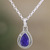 Sapphire pendant necklace, 'Halo Effect in Heaven' - Sterling Silver Pendant Necklace with 3-Carat Sapphire Jewel (image 2) thumbail