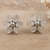 Rhodium-plated moonstone button earrings, 'Intuition Petals' - Floral Rhodium-Plated Button Earrings with Moonstones