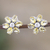 Rhodium-plated citrine button earrings, 'Prosperity Petals' - Floral Rhodium-Plated Button Earrings with Citrine Jewels (image 2) thumbail