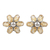 Pendientes de botón de citrino con baño de rodio - Aretes de botón florales chapados en rodio con joyas de citrino