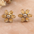 Rhodium-plated citrine button earrings, 'Prosperity Petals' - Floral Rhodium-Plated Button Earrings with Citrine Jewels (image 2b) thumbail