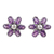Pendientes botón de amatista con baño de rodio - Aretes de botón florales chapados en rodio con joyas de amatista