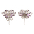 Rhodium-plated amethyst button earrings, 'Wisdom Petals' - Floral Rhodium-Plated Button Earrings with Amethyst Jewels
