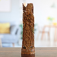 Wood sculpture, 'Rani Lakshmibai' - Indian Queen Rani Lakshmibai Sculpture Hand-Carved from Wood