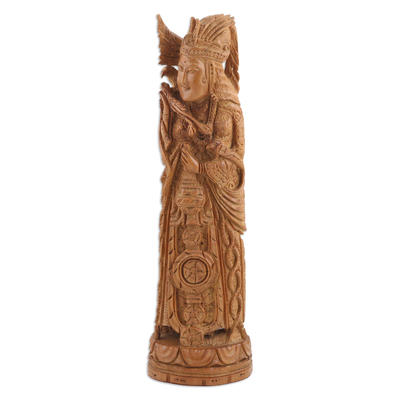 Escultura de madera, 'Rani Lakshmibai' - Escultura de la reina india Rani Lakshmibai tallada a mano en madera