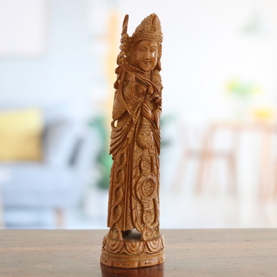 Escultura de madera, 'Rani Lakshmibai' - Escultura de la reina india Rani Lakshmibai tallada a mano en madera