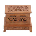 Wood decorative box, 'Jali' - Hand-Carved Wood Decorative Box with Jali Openwork Accents