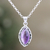 Amethyst pendant necklace, 'Sage's Gaze' - Sterling Silver Pendant Necklace with Amethyst Cabochon