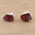 Garnet stud earrings, 'Liberated Perseverance' - Sterling Silver Stud Earrings with Freeform Garnet Stones (image 2b) thumbail
