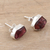 Garnet stud earrings, 'Liberated Perseverance' - Sterling Silver Stud Earrings with Freeform Garnet Stones (image 2c) thumbail