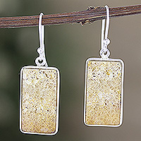 Agate dangle earrings, 'Balanced Geometry' - Sterling Silver Dangle Earrings with Agate Cabochons