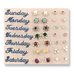 Gemstone stud earrings, 'Life Gems' (set of 14) - Set of 14 Gemstone Stud Earrings in a Polished Finish