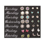 Gemstone stud earrings, 'Daily Stones' (set of 14) - Set of 14 Gemstone Stud Earrings Crafted in India