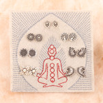 Sterling silver stud earrings, 'Traditional Chakras' (set of 7) - Set of 7 Traditional Sterling Silver Stud Earrings