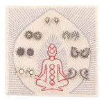 Sterling silver stud earrings, 'Traditional Chakras' (set of 7) - Set of 7 Traditional Sterling Silver Stud Earrings