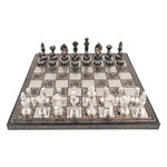 Brass chess set, 'Rewari's Challenge' - Traditional Brass Chess Set with Wooden Red Storage Box