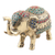 Perlenbesetzte Messingskulptur - Handgefertigte Perlenmessingskulptur eines traditionellen Elefanten