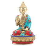 Beaded brass sculpture, 'Spiritual Wealth' (large) - Handcrafted Beaded Brass Sculpture of Buddha (Large)
