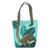 Cotton tote bag, 'Dinosaur's Message' - Cotton Tote Bag with Printed Dinosaur Motif in Green