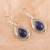 Lapis lazuli dangle earrings, 'Royal Soul' - Sterling Silver Dangle Earrings with Lapiz Lazuli Cabochons