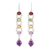 Mutil-gemstone dangle earrings, 'Precious Fusions' - Polished Dangle Earrings with Faceted Gemstones from India