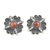 Garnet button earrings, 'Perseverance Dame' - Classic Sterling Silver Button Earrings with Garnet Gems