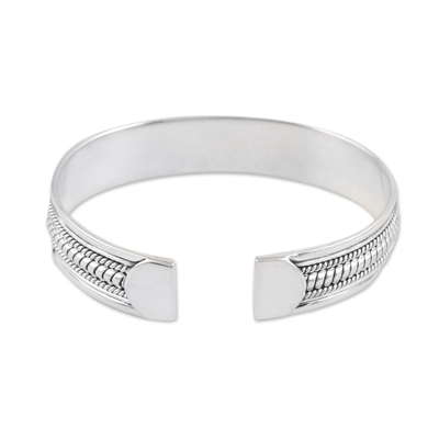 Sterling silver cuff bracelet, 'Glorious Beauty' - Traditional Sterling Silver Cuff Bracelet Crafted in India