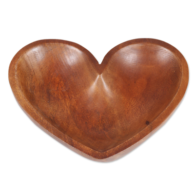 Heart-Shaped Mango Wood Decorative Bowl from India