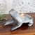Wood tealight candleholder, ‘Croaks of Light’ - Handcrafted Frog-Themed Mango Wood Tealight Candleholder