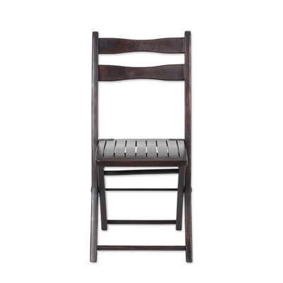 Handcrafted Mango Wood Folding Chair in a Dark Brown Hue