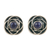 Lapis lazuli button earrings, 'Flourishing Intellect' - Floral-Inspired Button Earrings with Lapis Lazuli Cabochons