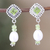 Pendientes colgantes con cuentas de peridoto y perlas cultivadas - Aretes colgantes con perlas cultivadas y peridotos de la India