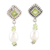 Peridot and cultured pearl beaded dangle earrings, 'Fortune Gems' - Cultured Pearl and Peridot Beaded Dangle Earrings from India