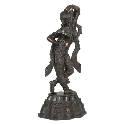 Messingskulptur - Antike Messingskulptur einer tanzenden Frau