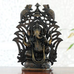 Brass sculpture, 'Glorious Ganesha' - Antiqued Finished Brass Sculpture of a Ganesha and Mice